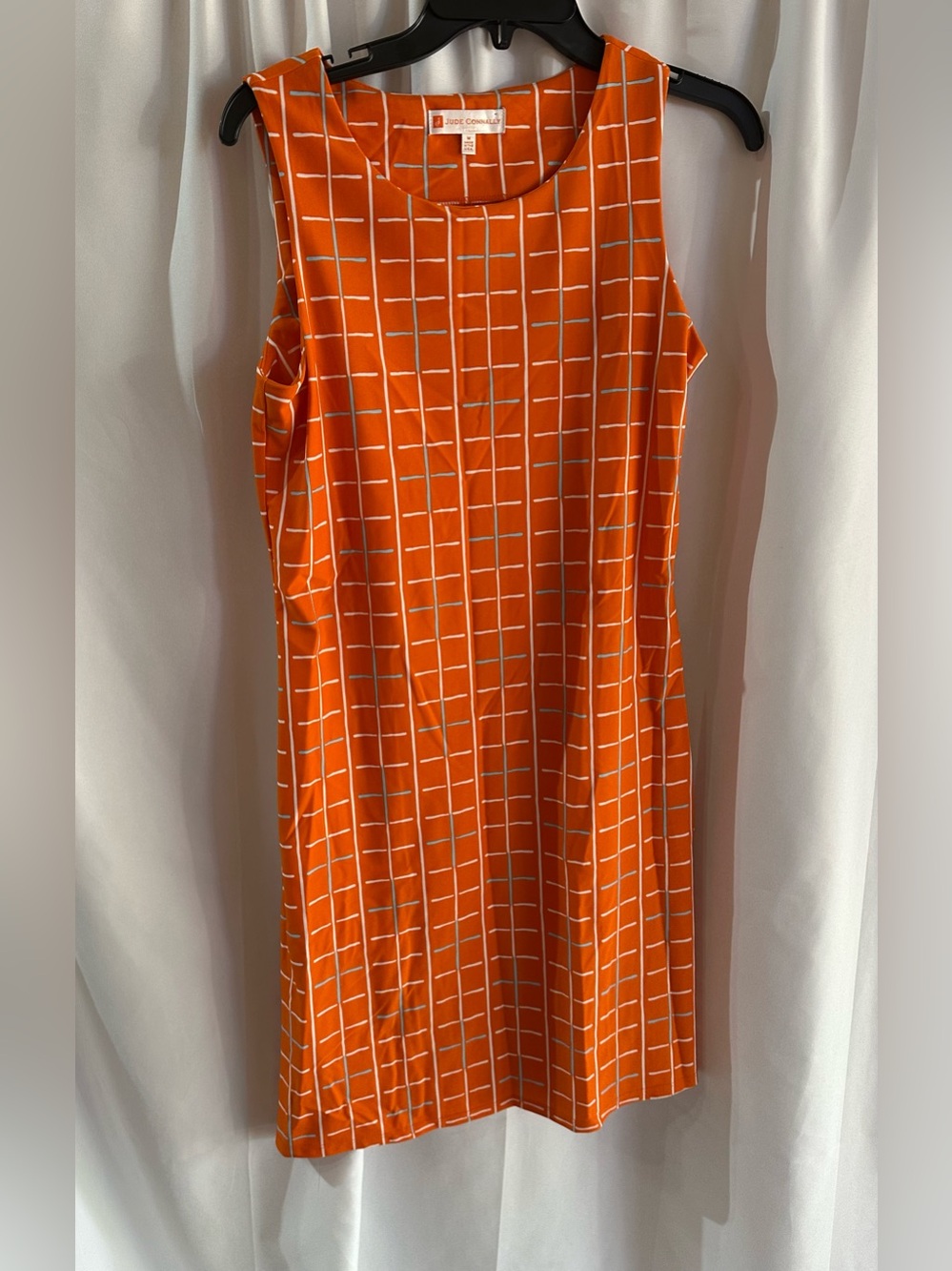 Jude Connally Orange Windowpane Sleeveless Shift Dress